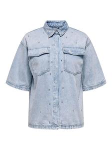 Рубашка ONLY Carmakoma, светло-синий деним