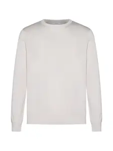 Вязаный свитер с круглым вырезом Malo, белый