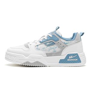 WARRIOR Скользоустойчивые, износостойкие, легкие мужские скейтерские кроссовки лоу-топ бежево-серо-голубые, цвет Beige/Gray/Light Blue