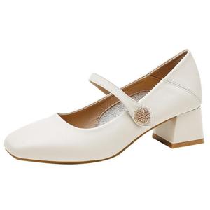 Туфли Мэри Джейн на массивном каблуке Women's TATAYA, экрю[5cm]