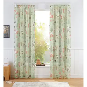 Мой домашний занавес Лесные животные с кулиской 1 шт., детская занавеска с рисунком, различных размеров My Home, зеленый