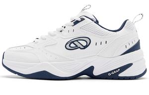 QIAODAN Нескользящие износостойкие низкие кроссовки для бадминтона, мужские, белые, графитово-синие