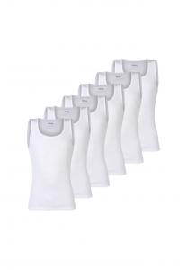 6 руб. нижних маек в рубчик - майка в рубчик классическая с круглым вырезом хлопок Boss, белый