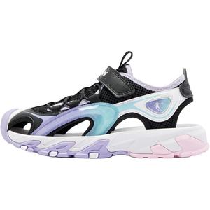 Нескользящие и дышащие низкие детские сандалии для подростков QIAODAN, черный/фиолетовый