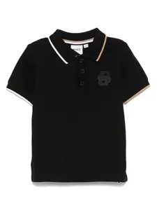 Рубашка поло с вышитым логотипом BOSS Kidswear, черный
