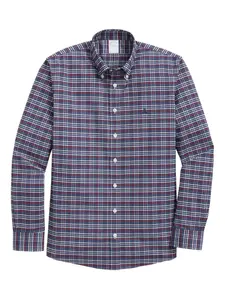 Рубашка в клетку с отложным воротником на пуговицах Brooks Brothers, синий