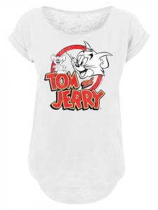 Длинная футболка из сериала Том и Джерри, состаренная, белого цвета F4NT4STIC