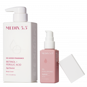 Увлажняющий дуэт Refine + Hydrate | Крем для тела без отдушек с ретинолом, сыворотка с 3% гиалуроновой кислотой Medix 5.5