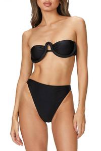 Черный сплошной слитный бикини с высокими боковинами без бретелей ADRIANA DEGREAS