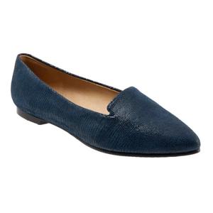 Женские балетки Trotters Harlowe Flats из кожи ящерицы, темно-синие, с острым носком, RHS5878 Trotters, синий
