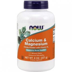 Now Foods Порошок цитрата кальция и магния с витамином D3 227 г