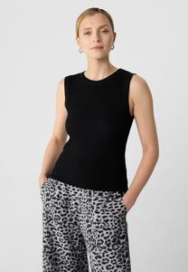 Топ comma GERIPPTES AUS IM SLIM FIT, Schwarz/Black