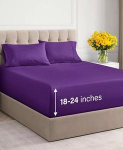 Комплект простыней из микрофибры премиум-класса с очень глубокими карманами Cgk Unlimited, фиолетовый