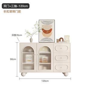 Yu Senyi Комод 120 см для спальни и гостиной настенный, кремовый, с дверцей и 3 ящиками, из стекла rainbow и дерева