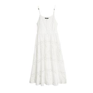 ELLE Слип-платье женское белое с V-образным вырезом средней длины