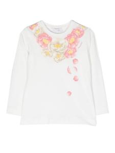 Monnalisa футболка с длинными рукавами и цветочным принтом, белый