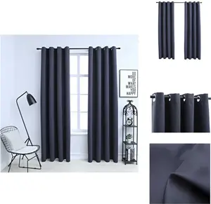 Плотные шторы с металлическими люверсами, 2 шт., антрацит, 140 x 245 см - Шторы и портьеры vidaXL