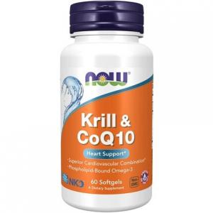 Now Foods Криль и CoQ10, 60 мягких таблеток