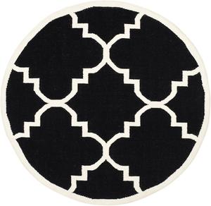 Ковер SAFAVIEH, 183 x 183 см, Dhurries Collection Black/Ivory DHU633A ручной работы плоского плетения из премиальной шерсти