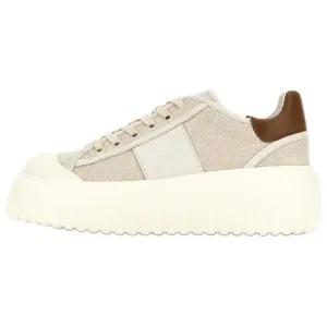 HOGAN Женские повседневные кроссовки low top в бежевом цвете с горизонтальными полосками