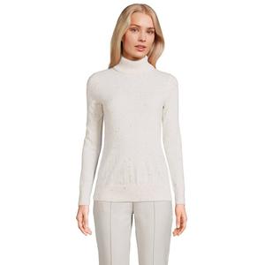 Кашемировый свитер с воротником Petite Lands' End, цвет Fresh Ivory Rainbow