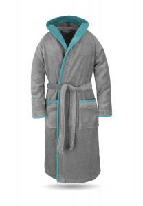 Хлопковый халат унисекс Роб Normani, цвет Grau/petrol
