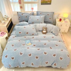 Disney Комплект постельного белья, 3 предмета, 150x200 см, двусторонний молочный вельвет, утепленный, цвет Biboxiong