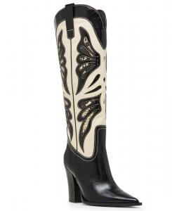 Женские высокие ковбойские сапоги Kaz на высоком каблуке Steve Madden, Black/White Multi