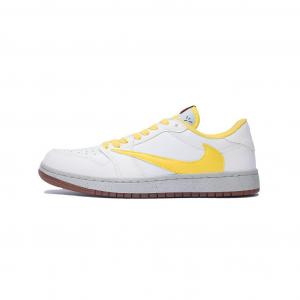 Jordan Баскетбольные кроссовки Travis Scott X Air 1 Vintage Unisex Mid Top Yellow White