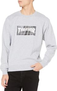 Мужская толстовка с круглым вырезом Thrasher TH94317PL / CRUMPLE CREW (с логотипом бренда) в классическом стиле, черный/серый