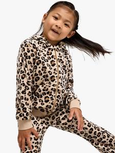Детская велюровая толстовка с молнией и леопардовым принтом Lindex, Beige