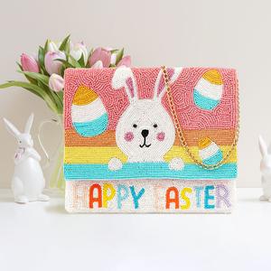 Пасхальный клатч с бисерным кроликом через плечо FASHNZFAB, мультиколор