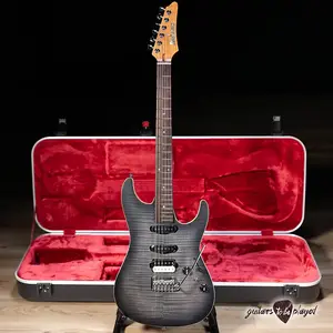 Гитара Ibanez TQM2 Tom Quayle Signature с чехлом - Цвет: угольно-черный градиент матовый