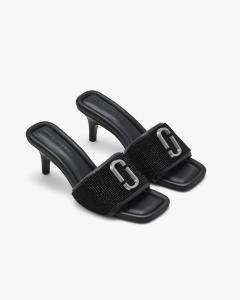 Босоножки на каблуке Marc Jacobs со стразами, цвет Black/Black Crystal