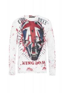 Рубашка с длинными рукавами и классным принтом черепа CIPO & BAXX, белый