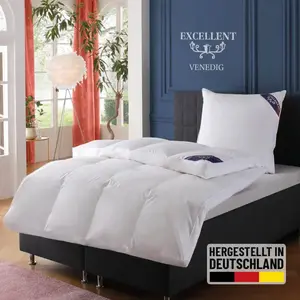 Отличное пуховое одеяло VENEDIG, одеяла для лета и зимы, одеяло с теплой наполнителем из 90% пуха и 10% перьев, 1 шт. комплект одеяло 135x200 см, 155x220 см и другие размеры, Сделано в Германии Excellent, белый