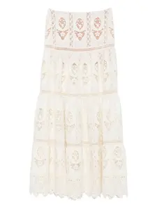 Юбка макси с кружевом и ярусами Johanna Ortiz, нейтральный