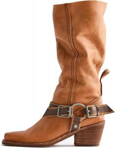 Женские ковбойские сапоги Arqa с двойной пряжкой, квадратным носком и высокой голенью, модные ботильоны с массивными каблуками, Tan