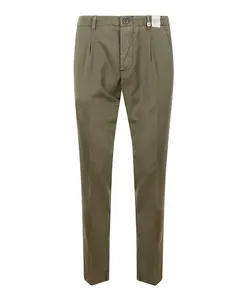 Бежевые брюки классического кроя из шерстяной смеси Myths, зеленый