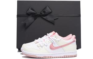 Кроссовки Nike Dunk Skateboarding Shoes Women's Low-top White/pink/beige, розовый