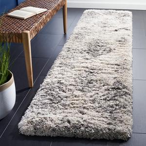 Ковер-дорожка SAFAVIEH, 61 x 366 см, Iceland Shag Collection, Cream & Grey, современный дизайн, не линяет и прост в уходе, идеален для помещений с высокой проходимостью в гостиной, спальне (ISG514A)
