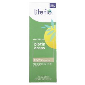 Life-flo Biotin Drops For Healthy Hair & Nails Natural Vanilla Flavor 10,000 mcg  2 fl oz (60 ml)