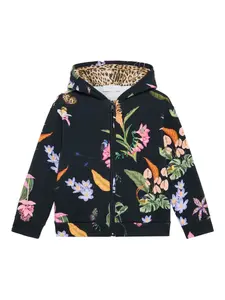 Худи на молнии с принтом Roberto Cavalli, черный