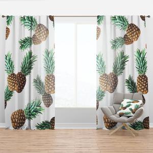 Шторы Designart Pineapple Summer Bliss Retro V, зеленый