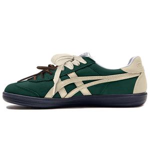 Скользоустойчивые противоударные низкие кеды для скейтбординга Unisex бежево-зеленые Onitsuka Tiger