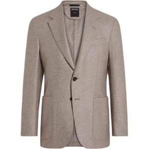 Ermenegildo Zegna Зегна блейзер в гусиную лапку, Light Beige