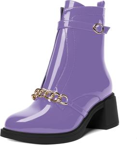 Женские ботинки ROSERWISH с боковой молнией, платформой, повседневные, модные, с круглым носком, массивным низким каблуком, украшением в виде цепочки на щиколотке, каблук 2,5 дюйма