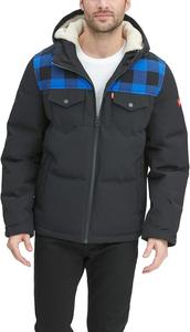 Мужская куртка-пуховик Levi's Performance с капюшоном (стандартные размеры, большие размеры и размеры для высоких), Blue Buffalo Plaid/Black