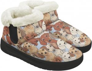 Зимние женские ботинки с утеплителем, мягким плюшем и толстой подошвой, комфортные мягкие ботинки до щиколотки для снега Gdxynsmny, Cute Dachshund Dog