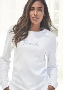 Bench Толстовка для отдыха "Loungeshirt", с вышивкой логотипа, одежда для отдыха, костюм для отдыха Bench Loungewear, цвет Ecru